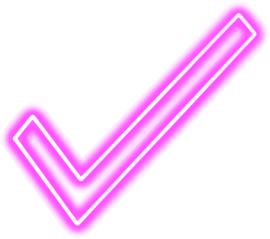 Pink neon check mark icon